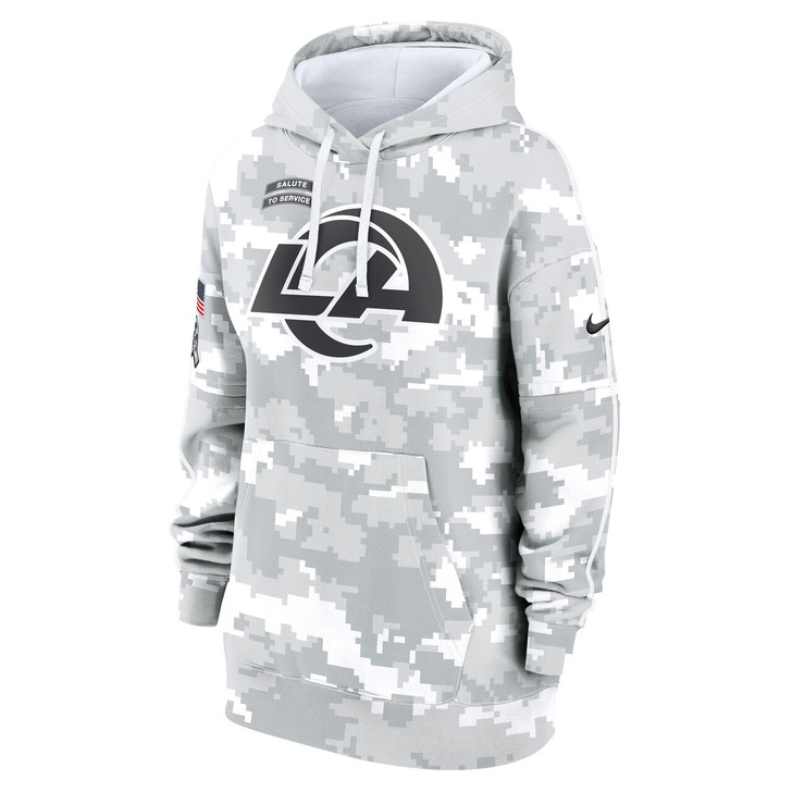 Los Angeles Rams Women's 2024 Salute To Service Club Fleece Pullover Hoodie - Arctic Camo