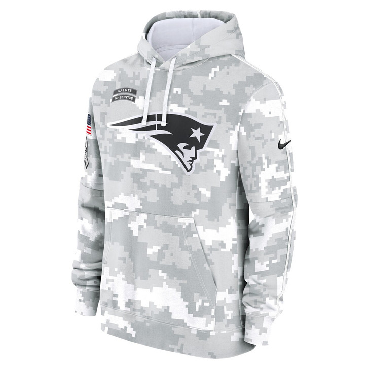 New England Patriots 2024 Salute to Service Club Fleece Pullover Hoodie - Arctic Camo