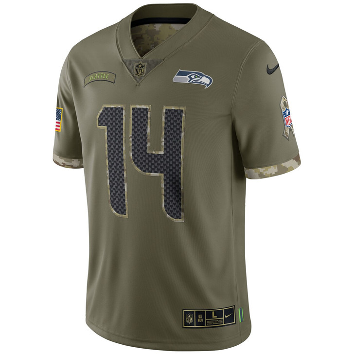 DK Metcalf Seattle Seahawks 2022 Salute To Service Limited Jersey - Olive