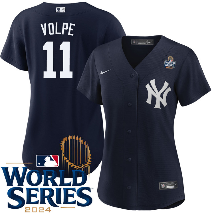 Anthony Volpe New York Yankees Women's Alternate Navy World Series Jersey
