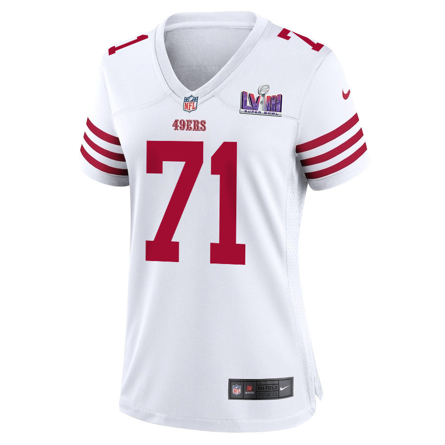 Trent Williams 71 San Francisco 49ers Super Bowl LVIII Patch Game Women Jersey - White