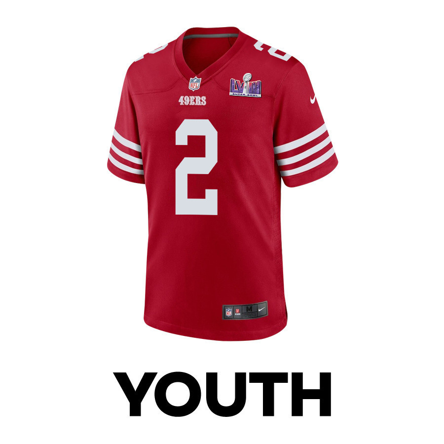 Deommodore Lenoir 2 San Francisco 49ers Super Bowl LVIII Patch Game YOUTH Jersey - Scarlet