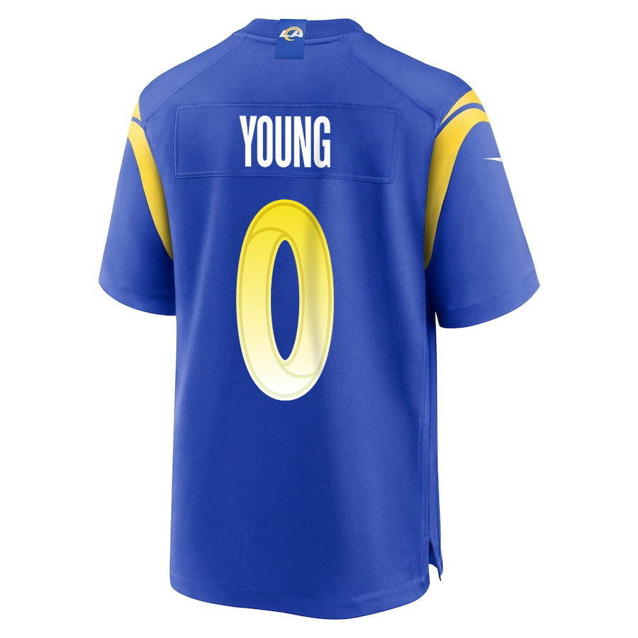 Byron Young 0 Los Angeles Rams Super Bowl LIX New Orleans Patch Game Men Jersey - Royal