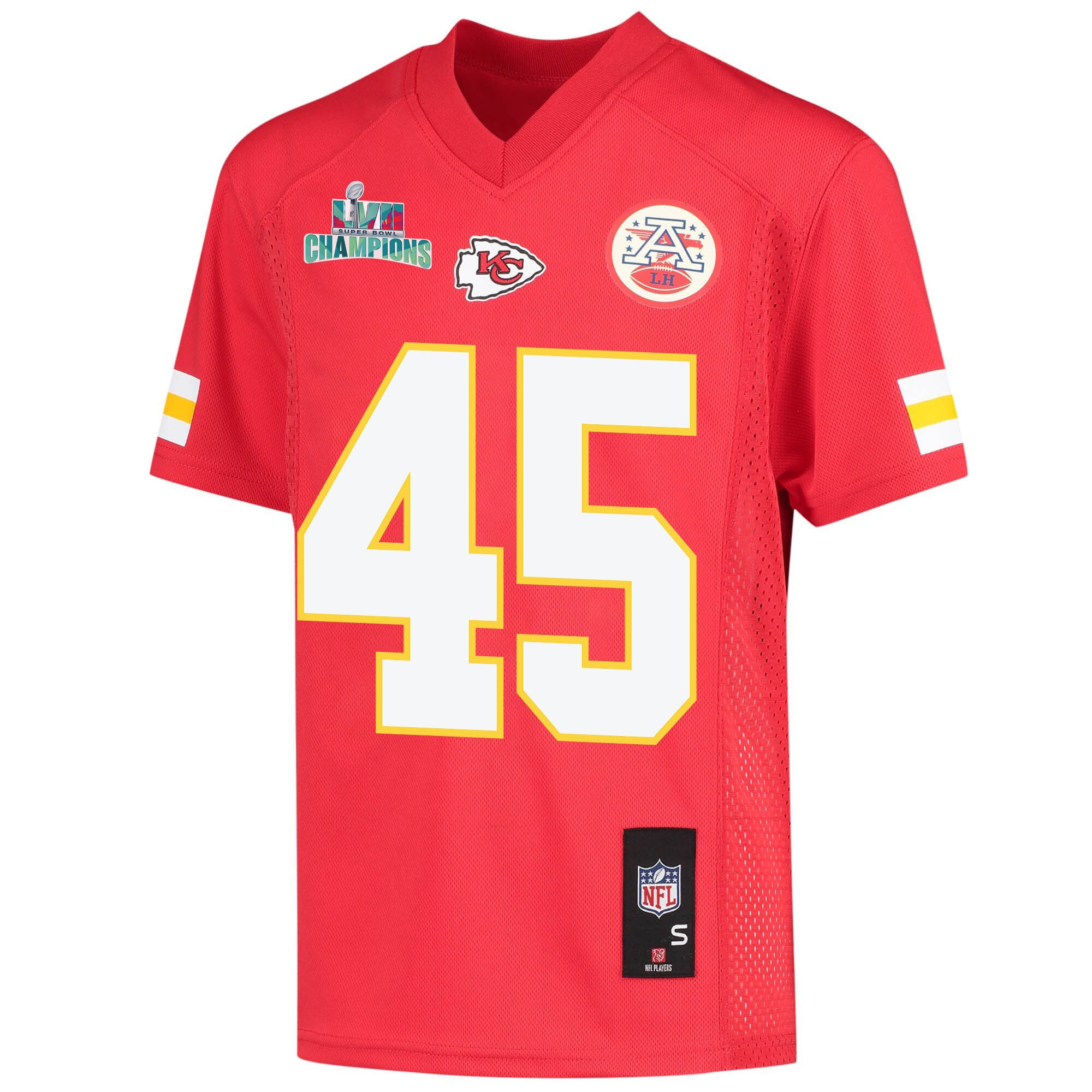 Michael Burton 45 Kansas City Chiefs Super Bowl LVII Champions Youth Game Jersey - Red