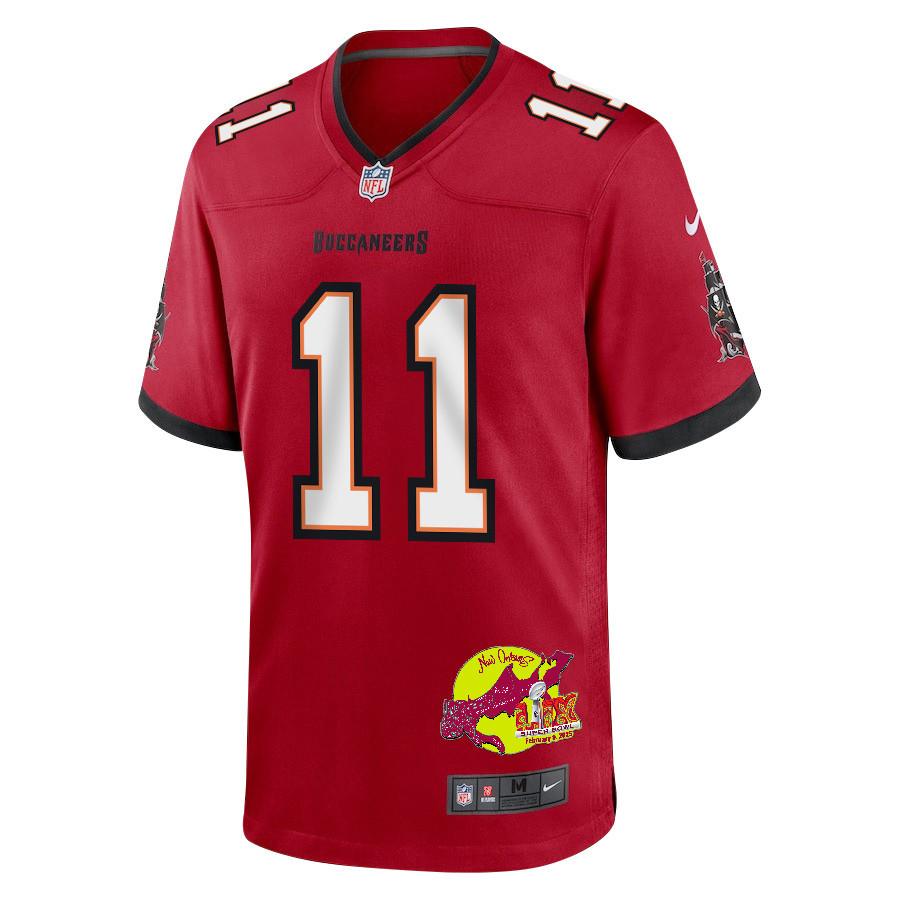 Michael Pratt 11 Tampa Bay Buccaneers Super Bowl LIX New Orleans Patch Game Men Jersey - Red