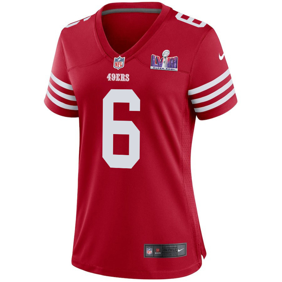 Danny Gray 6 San Francisco 49ers Super Bowl LVIII Patch Game Women Jersey - Scarlet