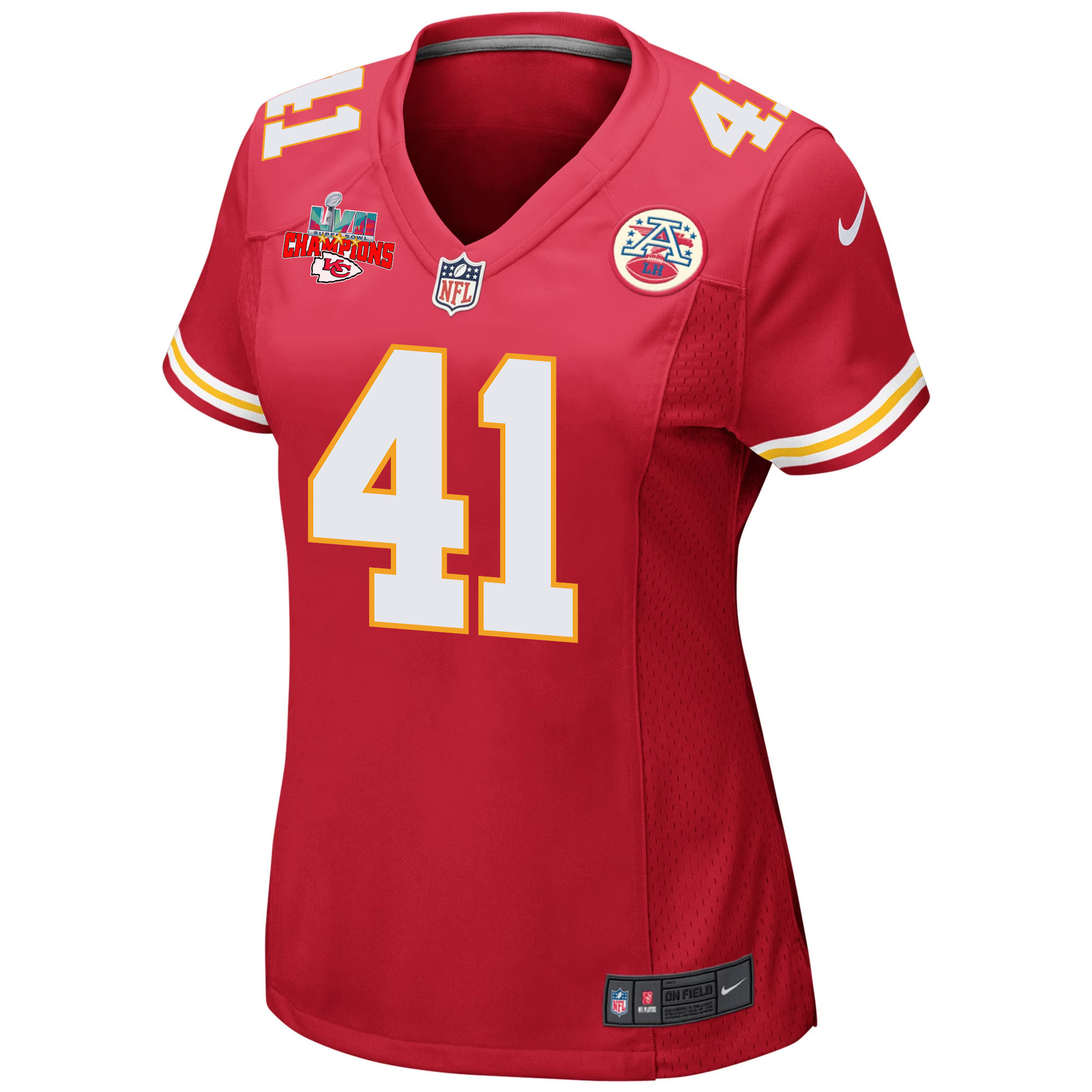 James Winchester 41 Kansas City Chiefs Super Bowl LVII Champions 3 Stars Women Game Jersey - Red