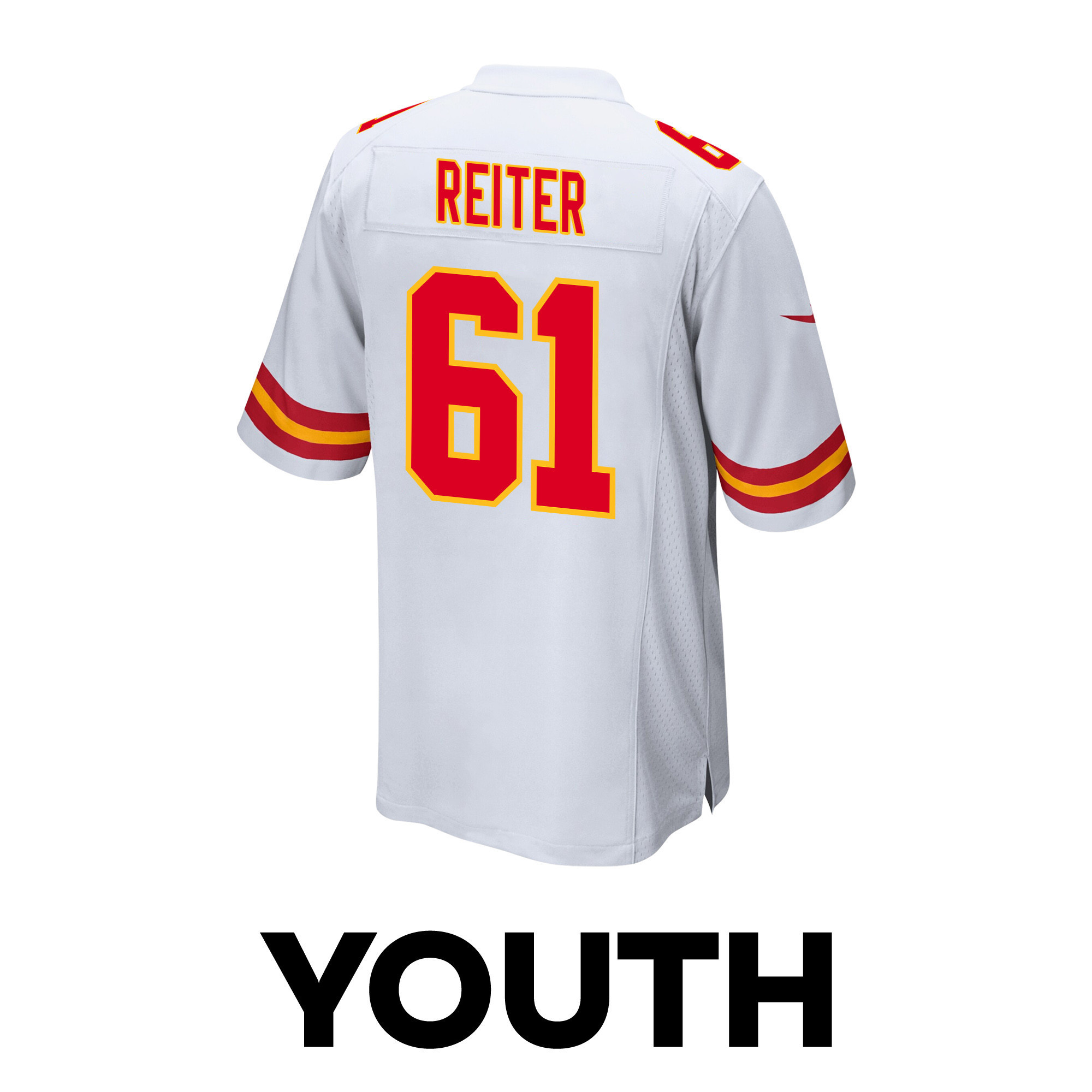Austin Reiter 61 Kansas City Chiefs Super Bowl LVIII Patch Game YOUTH Jersey - White