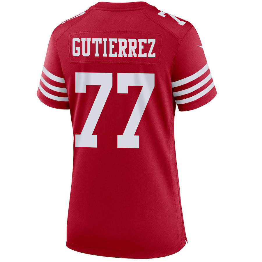 Alfredo Gutierrez 77 San Francisco 49ers Super Bowl LVIII Patch Game Women Jersey - Scarlet