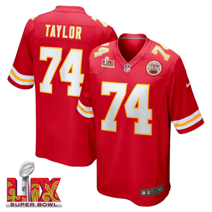 Jawaan Taylor #74 Kansas City Chiefs Super Bowl LIX Jersey - Men's - Red