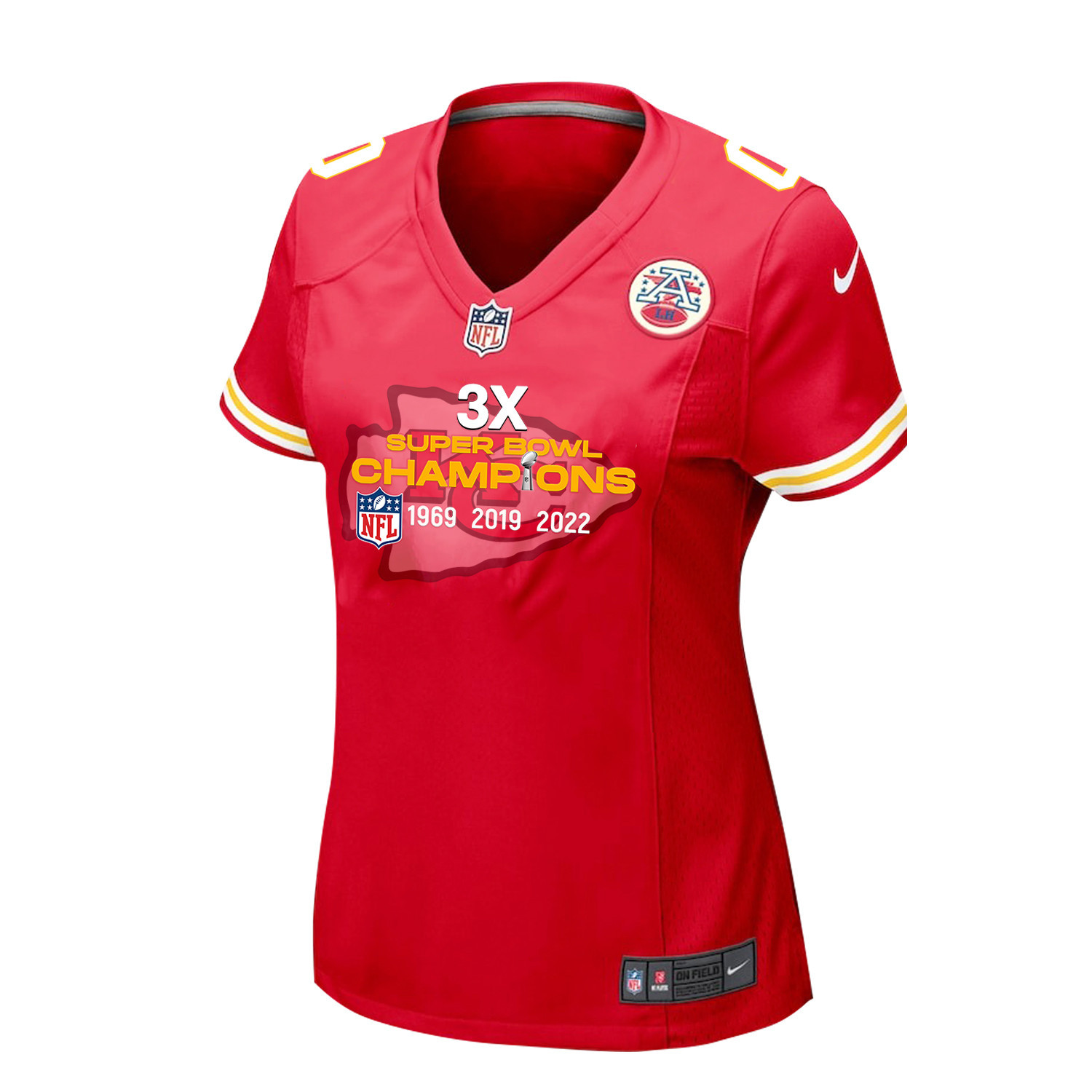 Kansas City Chiefs 3X Super Bowl Champions Jersey - Women, Red