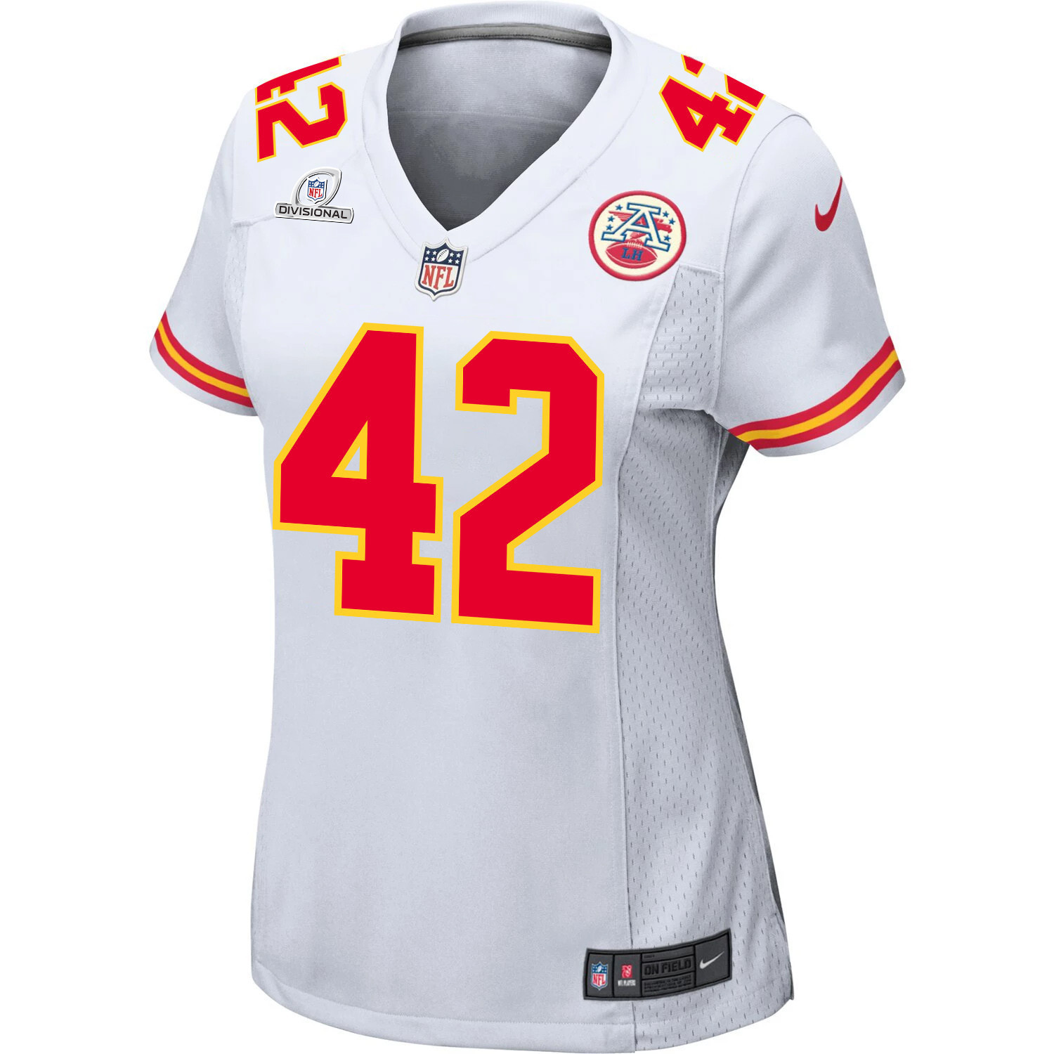 Tyree Gillespie 42 Kansas City Chiefs Super Bowl LVIII Patch Game Women Jersey - White