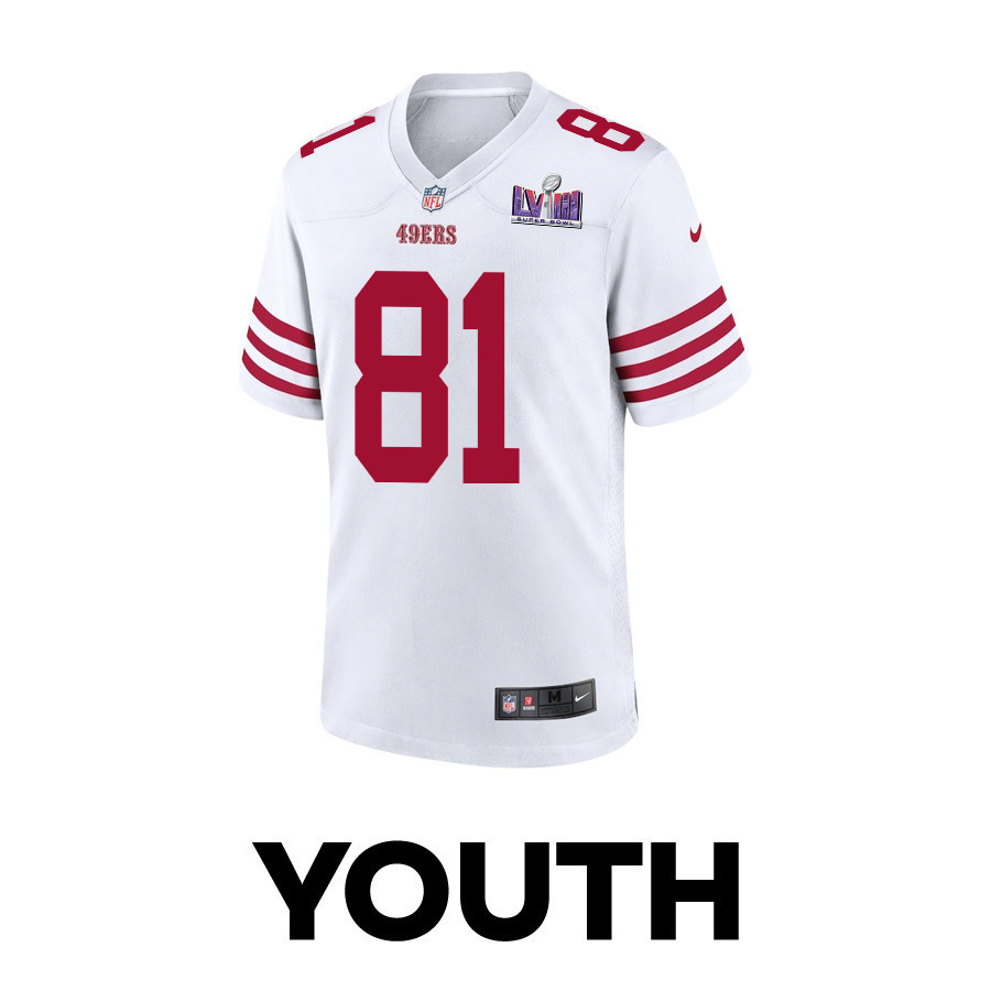 Cameron Latu 81 San Francisco 49ers Super Bowl LVIII Patch Game YOUTH Jersey - White