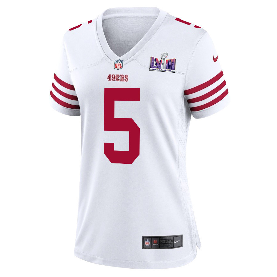 Randy Gregory 5 San Francisco 49ers Super Bowl LVIII Patch Game Women Jersey - White