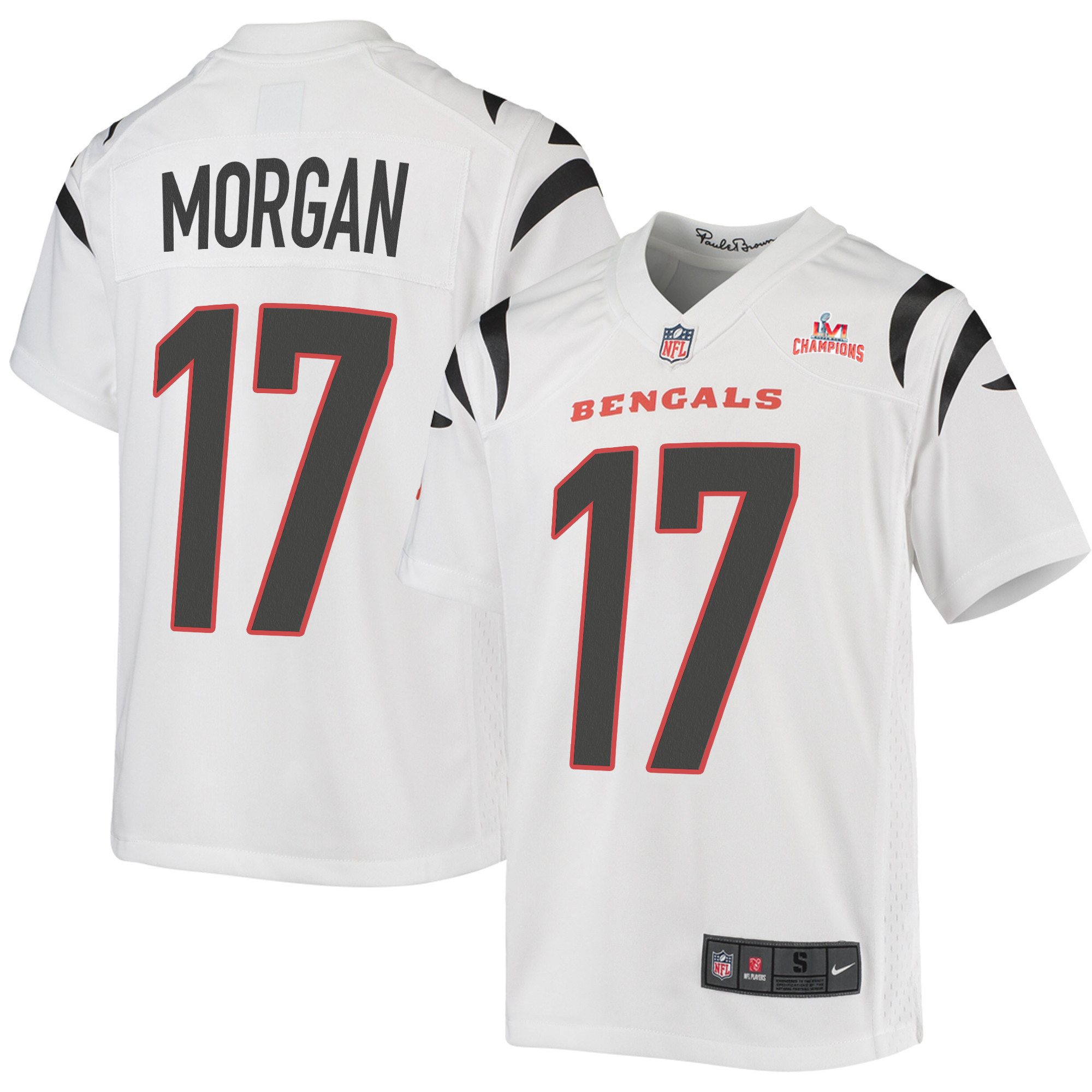 Super Bowl LVI Champions Cincinnati Bengals Stanley Morgan 17 White Youth's Jersey Jersey