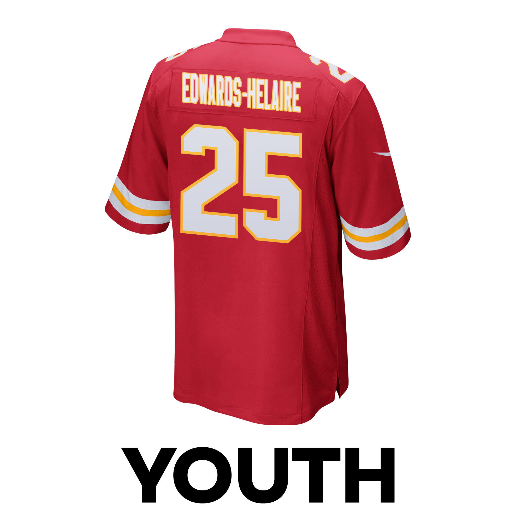Clyde Edwards-Helaire 25 Kansas City Chiefs Super Bowl LVIII Patch Game YOUTH Jersey - Red