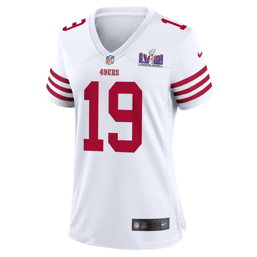Deebo Samuel 19 San Francisco 49ers Super Bowl LVIII Patch Game Women Jersey - White