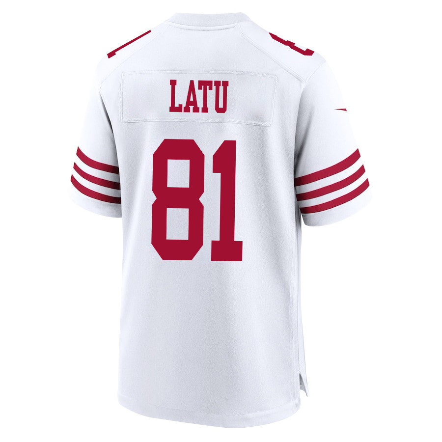 Cameron Latu 81 San Francisco 49ers Super Bowl LVIII Patch Game Men Jersey - White