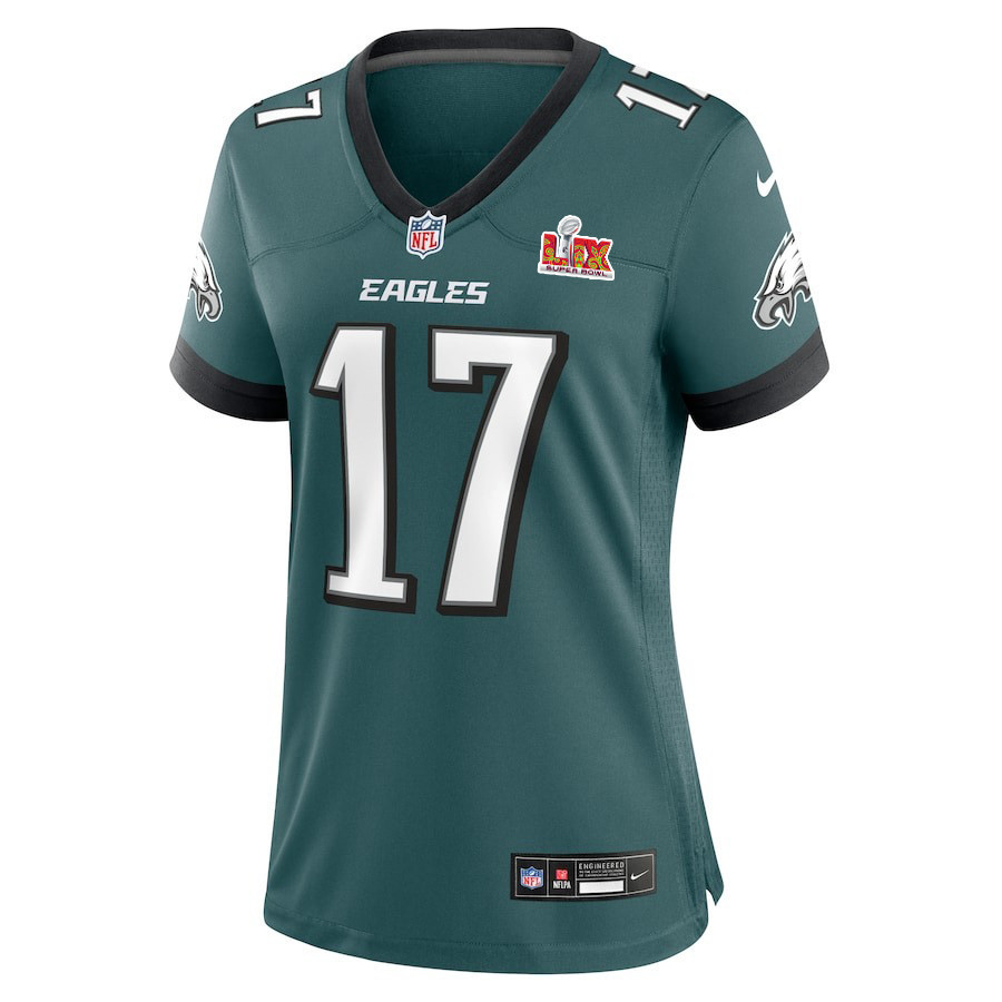 Nakobe Dean #17 Philadelphia Eagles Super Bowl LIX Women's Jersey - Midnight Green