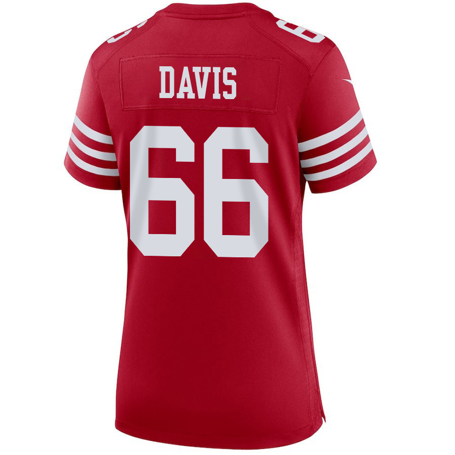 Jesse Davis 66 San Francisco 49ers Super Bowl LVIII Patch Game Women Jersey - Scarlet