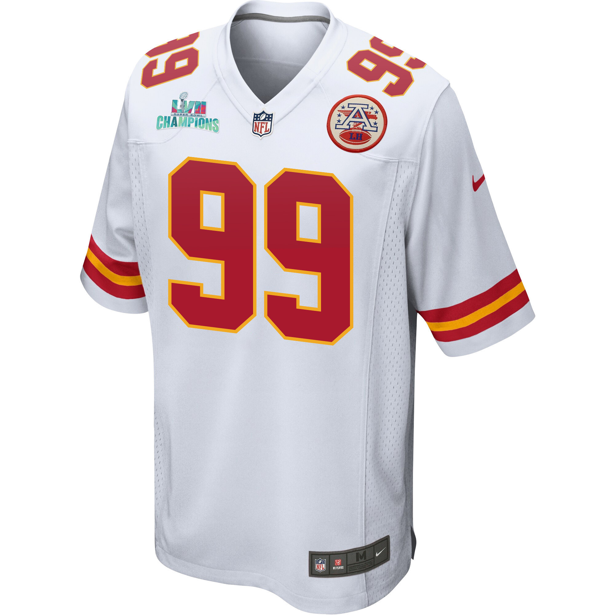 Khalen Saunders 99 Kansas City Chiefs Super Bowl LVII Champions Men Game Jersey - White