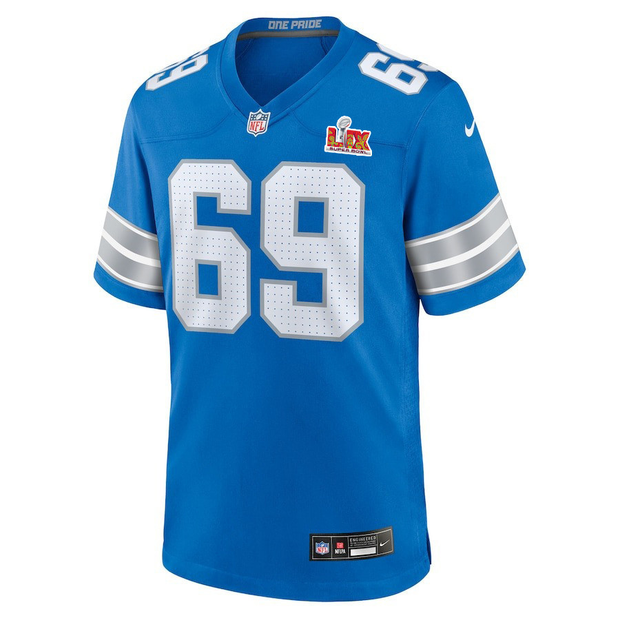 Al-Quadin Muhammad #69 Detroit Lions Super Bowl LIX YOUTH Jersey - Blue