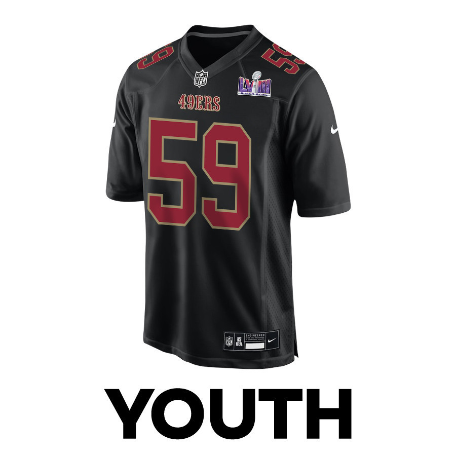 Curtis Robinson 59 San Francisco 49ers Super Bowl LVIII Patch Fashion Game YOUTH Jersey - Carbon Black