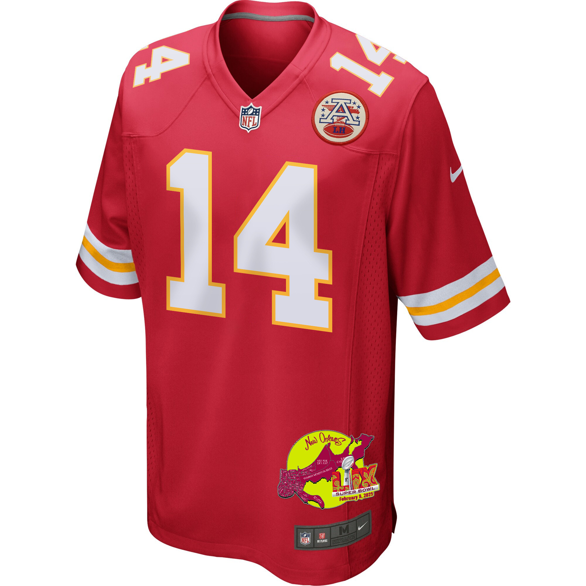 Matt Araiza 14 Kansas City Chiefs Super Bowl LIX New Orleans Patch Game Men Jersey - Red