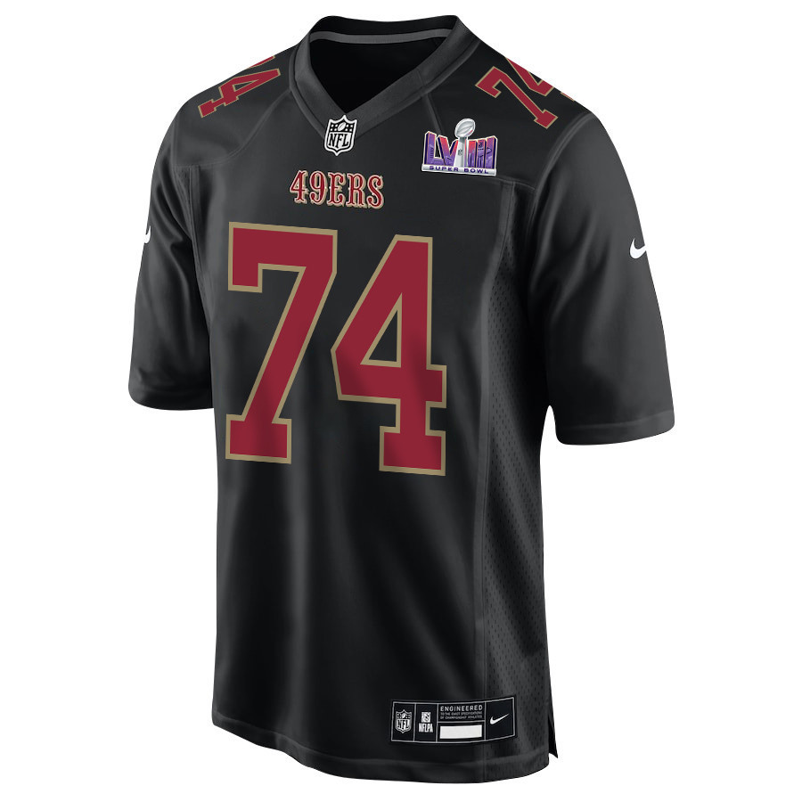 Spencer Burford 74 San Francisco 49ers Super Bowl LVIII Patch Fashion Game Men Jersey - Carbon Black