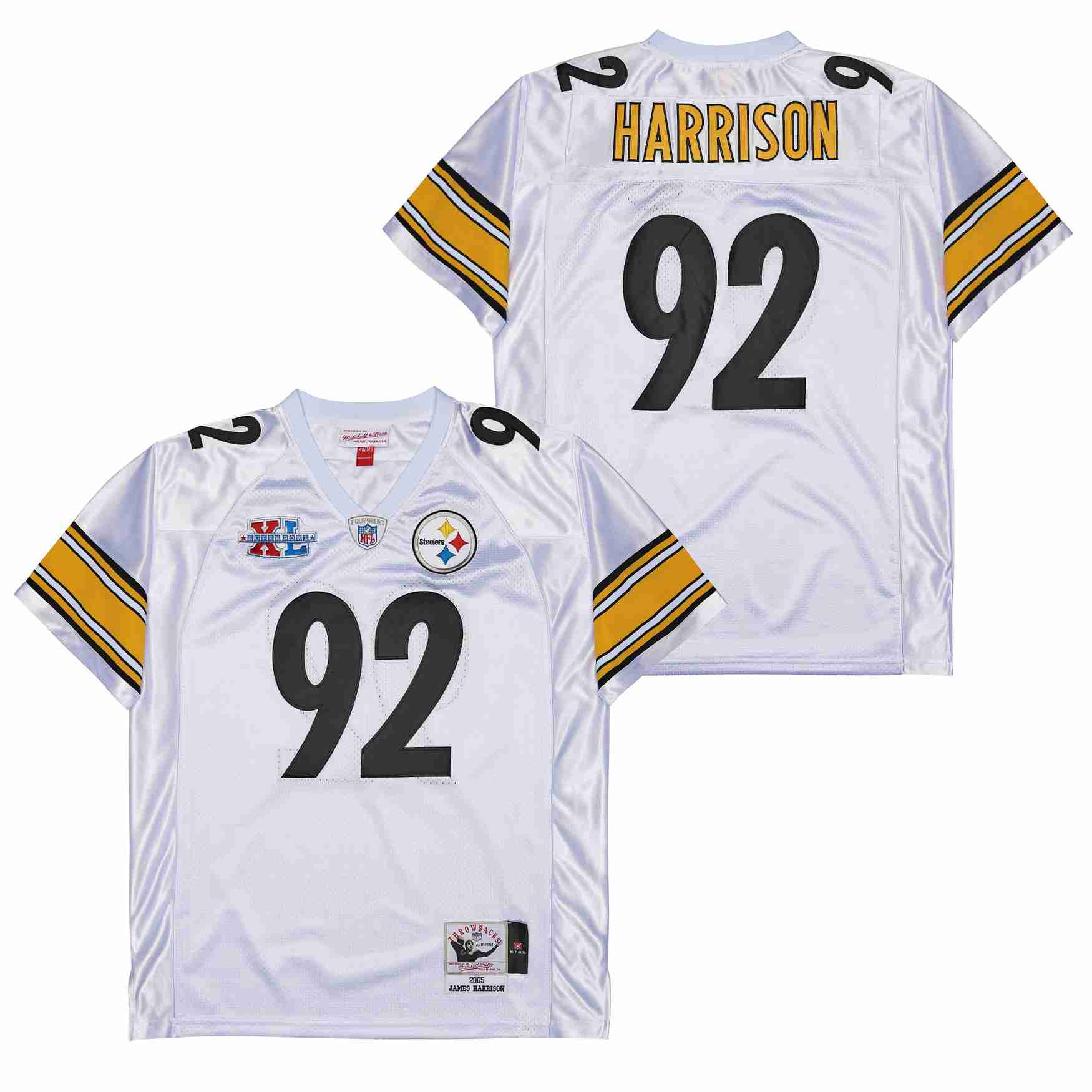 James Harrison 92 Pittsburgh Steelers Super Bowl XL Retro Throwback Men Jersey - White