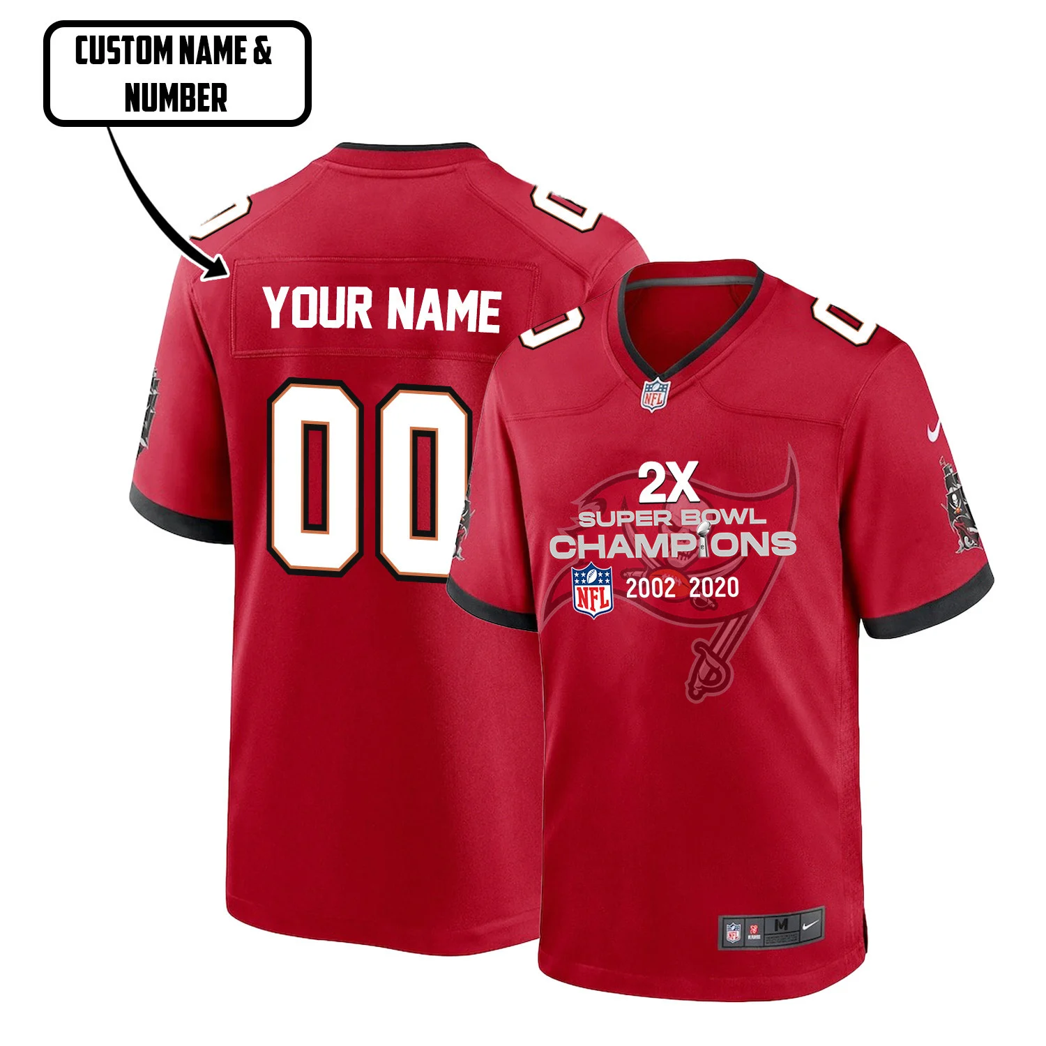Tampa Bay Buccaneers 2X Super Bowl Champions Jersey - Men, Red