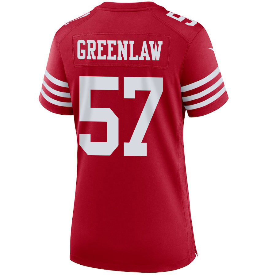 Dre Greenlaw 57 San Francisco 49ers Super Bowl LVIII Patch Game Women Jersey - Scarlet