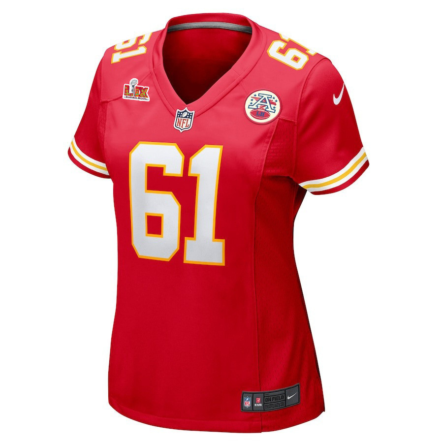 C.J. Hanson #61 Kansas City Chiefs Super Bowl LIX Women's Jersey - Red