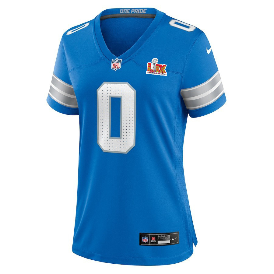 Terrion Arnold #0 Detroit Lions Super Bowl LIX Women's Jersey - Blue