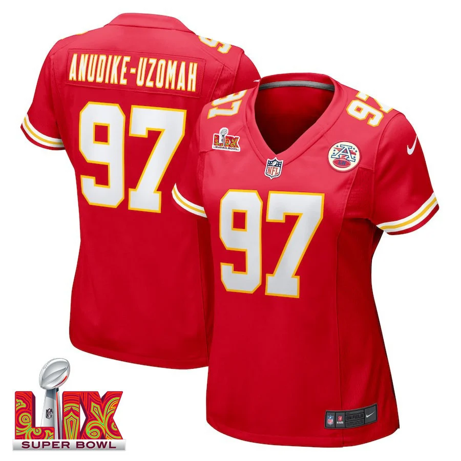 Felix Anudike-Uzomah #97 Kansas City Chiefs Super Bowl LIX Women's Jersey - Red