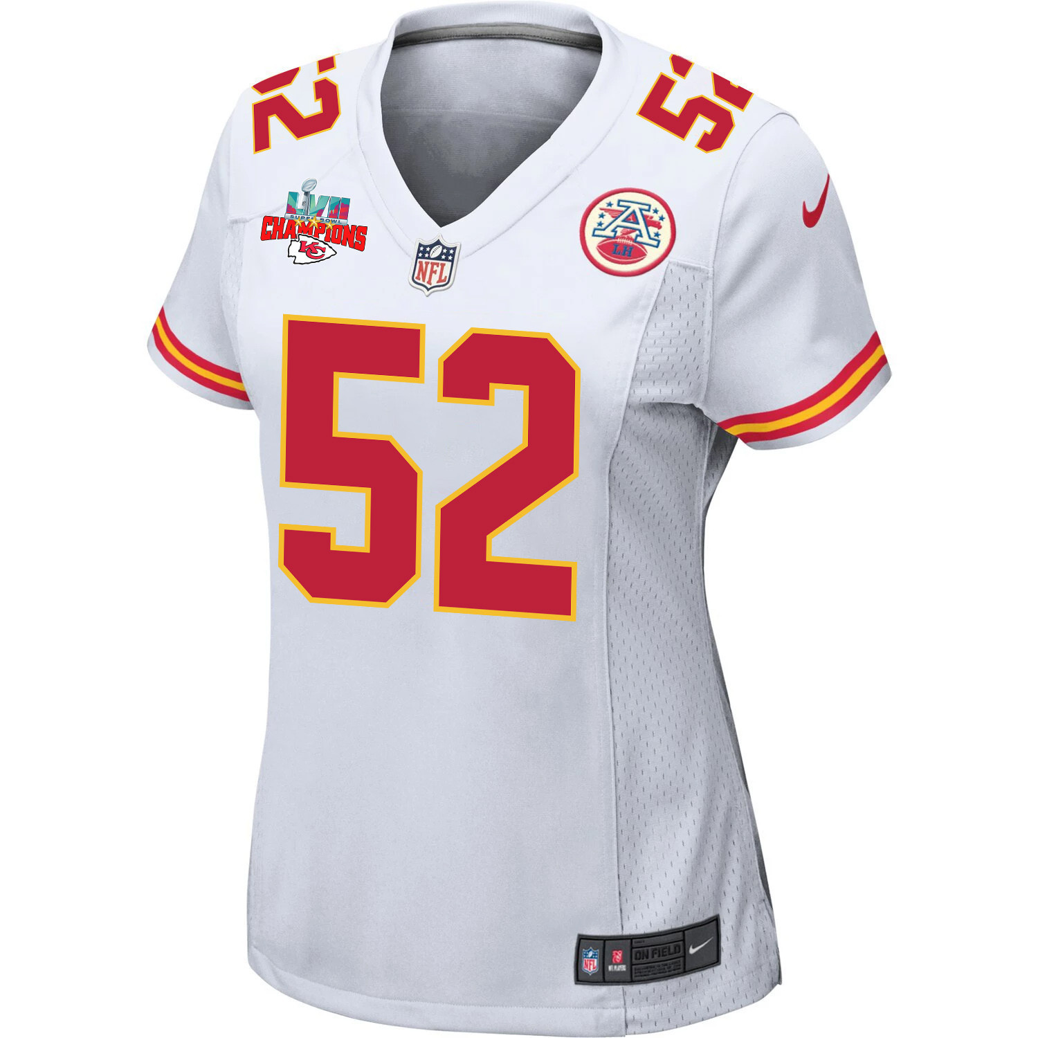 Creed Humphrey 52 Kansas City Chiefs Super Bowl LVII Champions 3 Stars Women Game Jersey - White