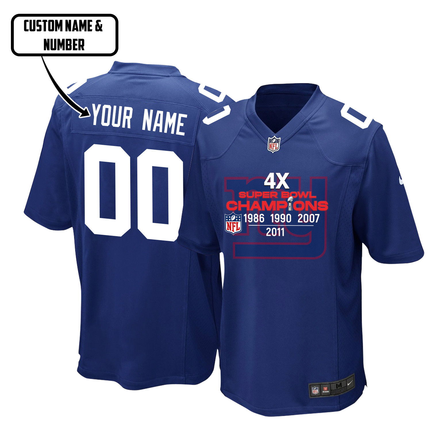 New York Giants 4X Super Bowl Champions Jersey - Men, Royal