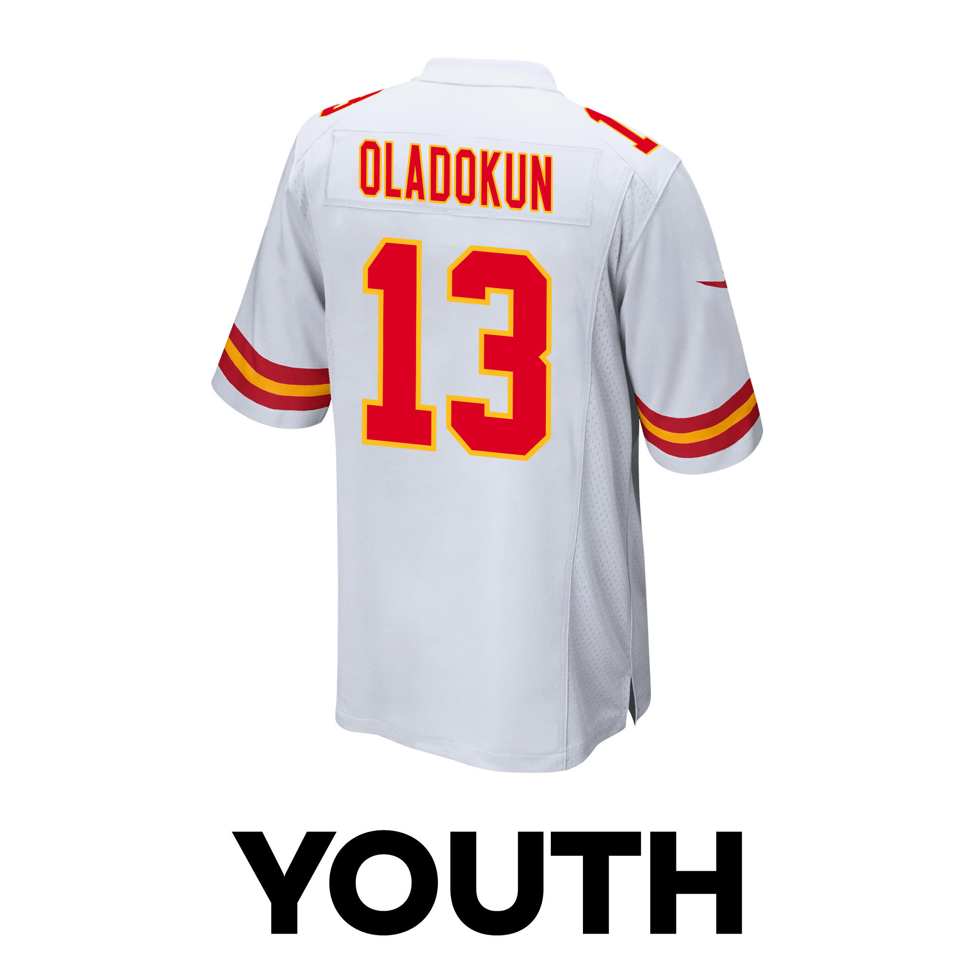 Chris Oladokun 13 Kansas City Chiefs Super Bowl LVIII Patch Game YOUTH Jersey - White