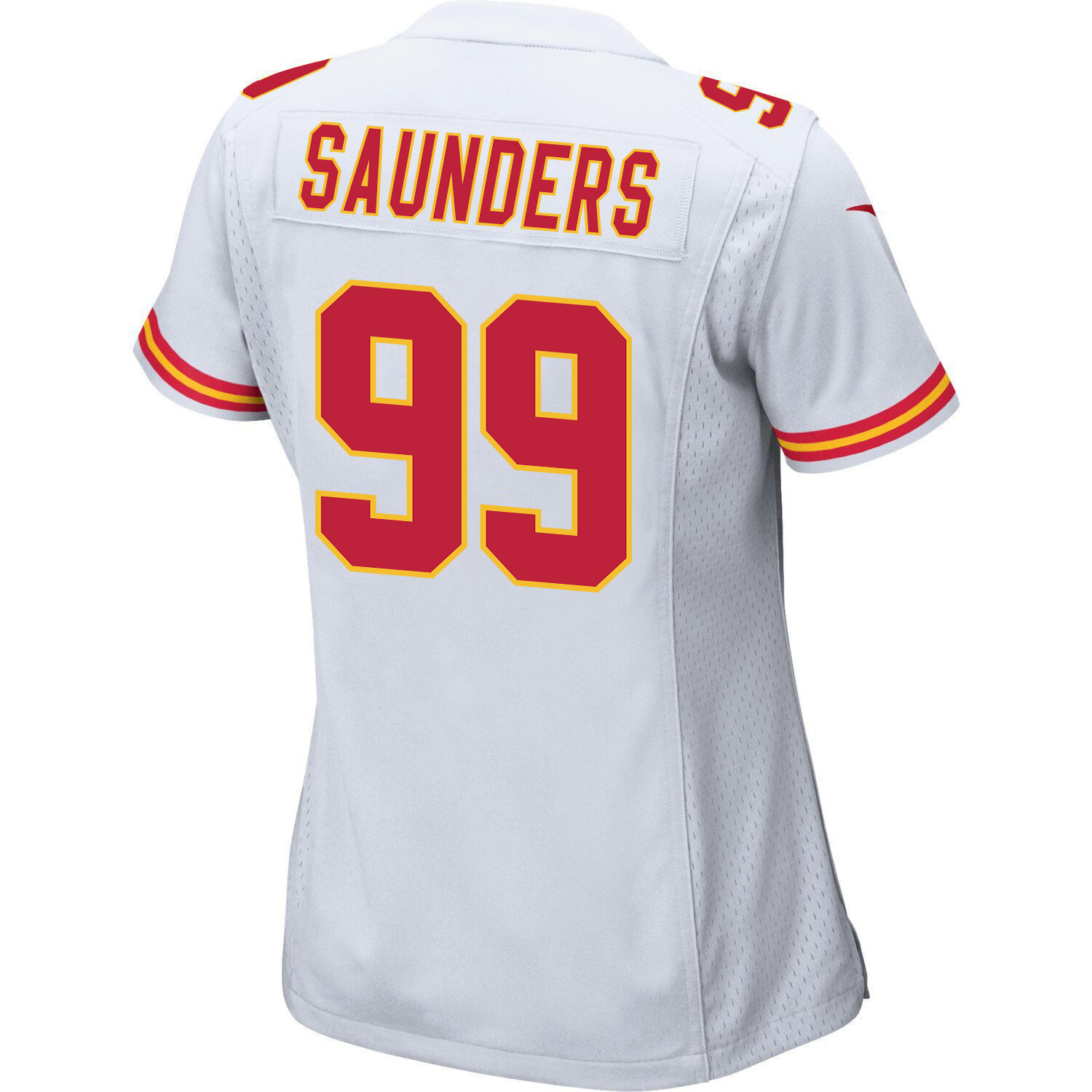 Khalen Saunders 99 Kansas City Chiefs Super Bowl LVII Champions 3 Stars Women Game Jersey - White