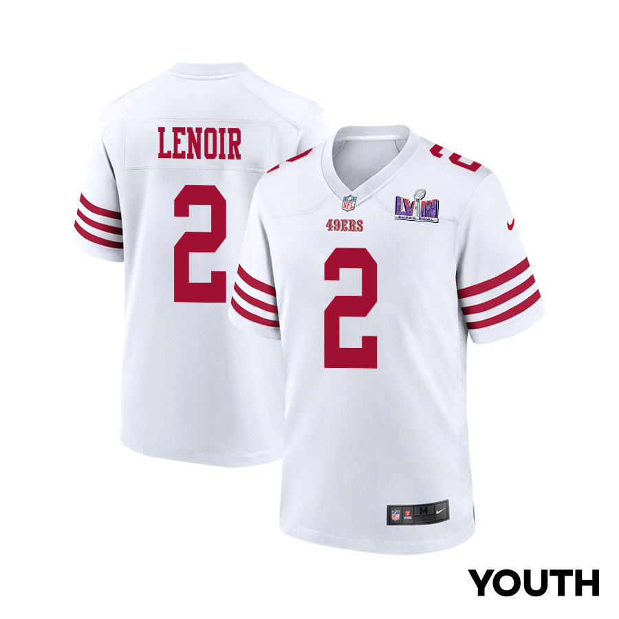 Deommodore Lenoir 2 San Francisco 49ers Super Bowl LVIII Patch Game YOUTH Jersey - White