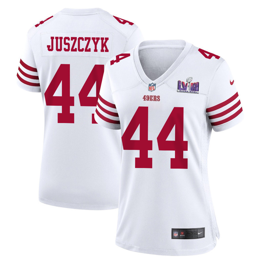 Kyle Juszczyk 44 San Francisco 49ers Super Bowl LVIII Patch Game Women Jersey - White