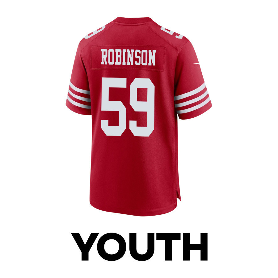 Curtis Robinson 59 San Francisco 49ers Super Bowl LVIII Patch Game YOUTH Jersey - Scarlet