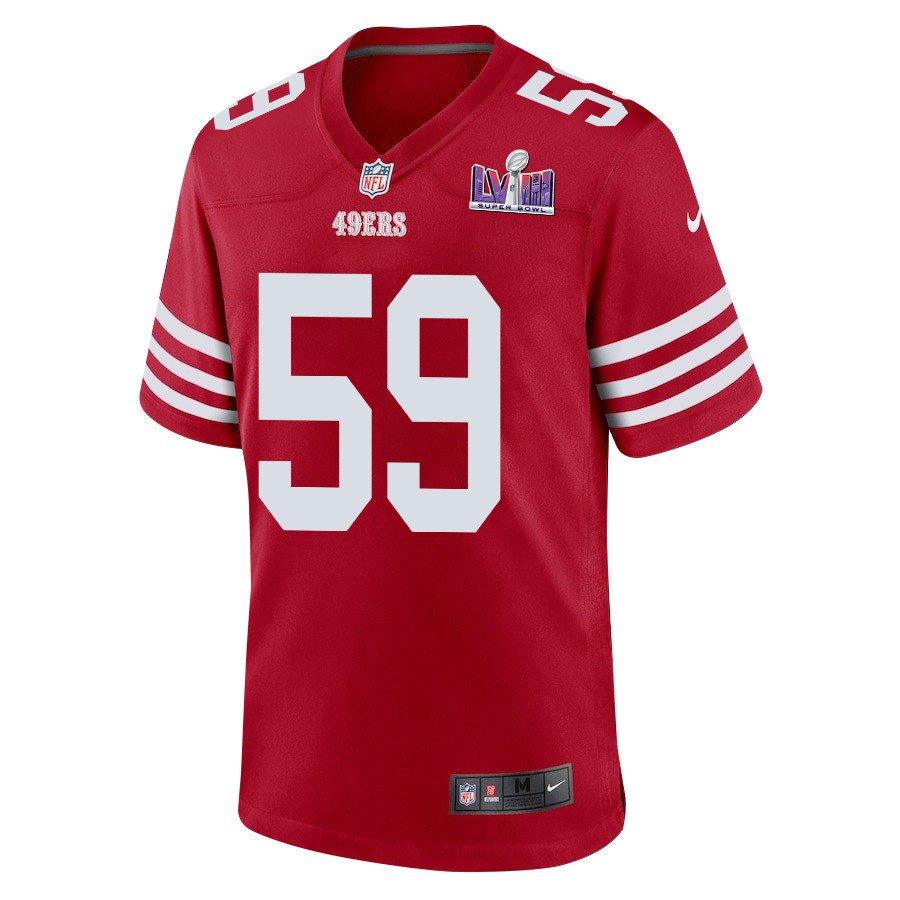 Curtis Robinson 59 San Francisco 49ers Super Bowl LVIII Patch Game Men Jersey - Scarlet