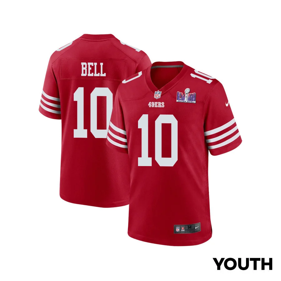 Ronnie Bell 10 San Francisco 49ers Super Bowl LVIII Patch Game YOUTH Jersey - Scarlet