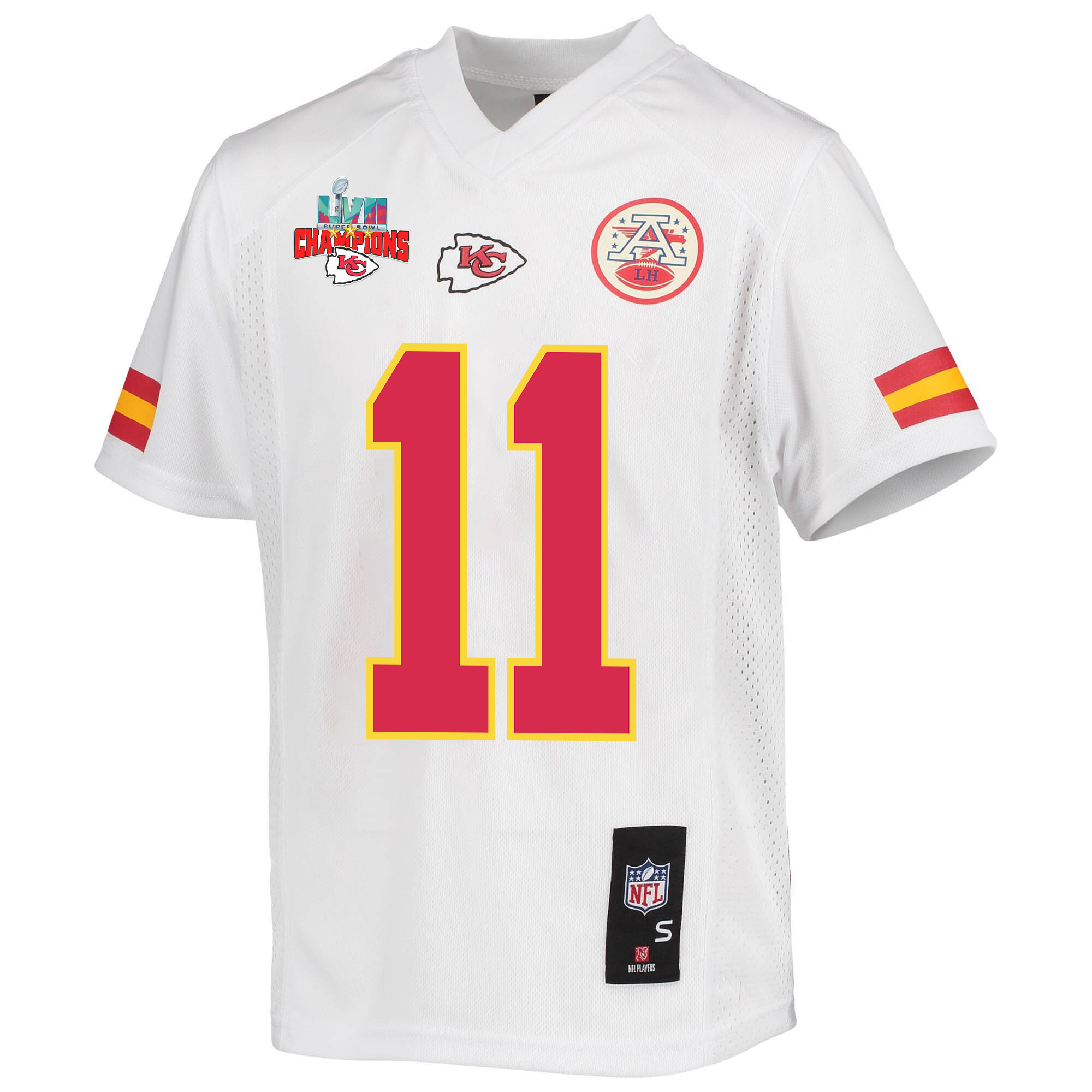 Marquez Valdes-Scantling 11 Kansas City Chiefs Super Bowl LVII Champions 3 Stars Youth Game Jersey - White