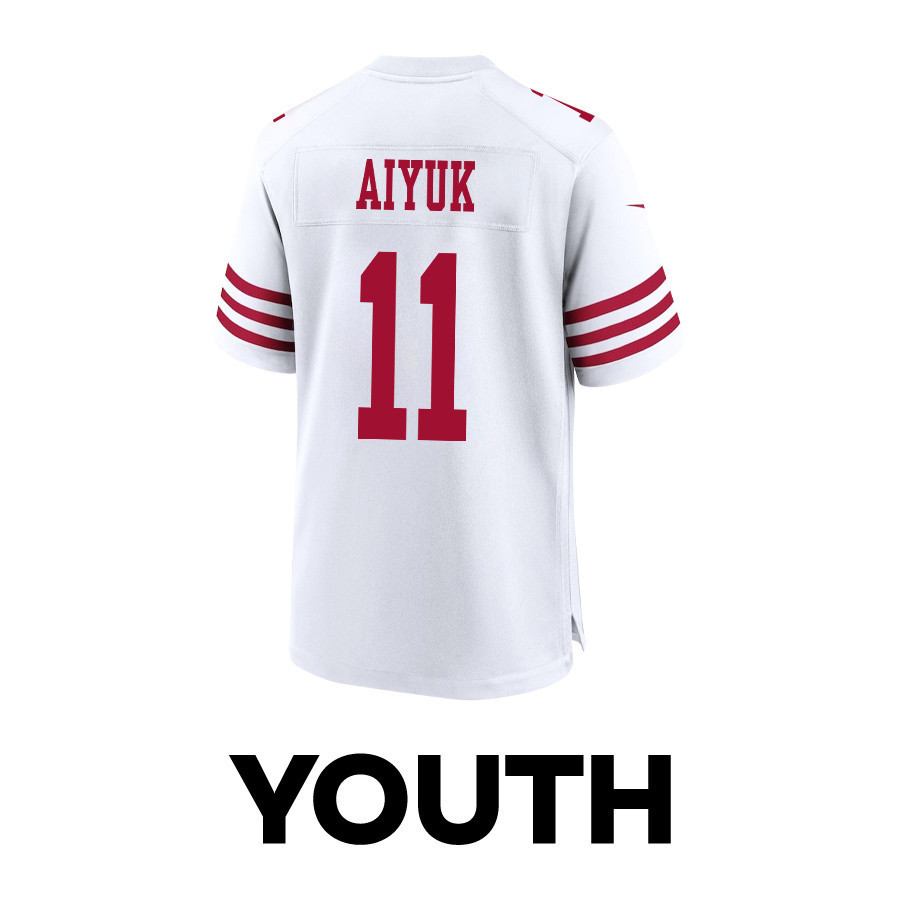 Brandon Aiyuk 11 San Francisco 49ers Super Bowl LVIII Patch Game YOUTH Jersey - White