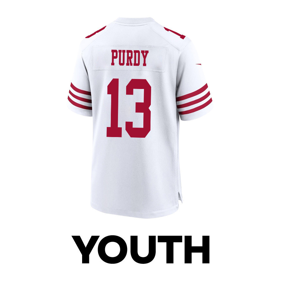 Brock Purdy 13 San Francisco 49ers Super Bowl LVIII Patch Game YOUTH Jersey - White