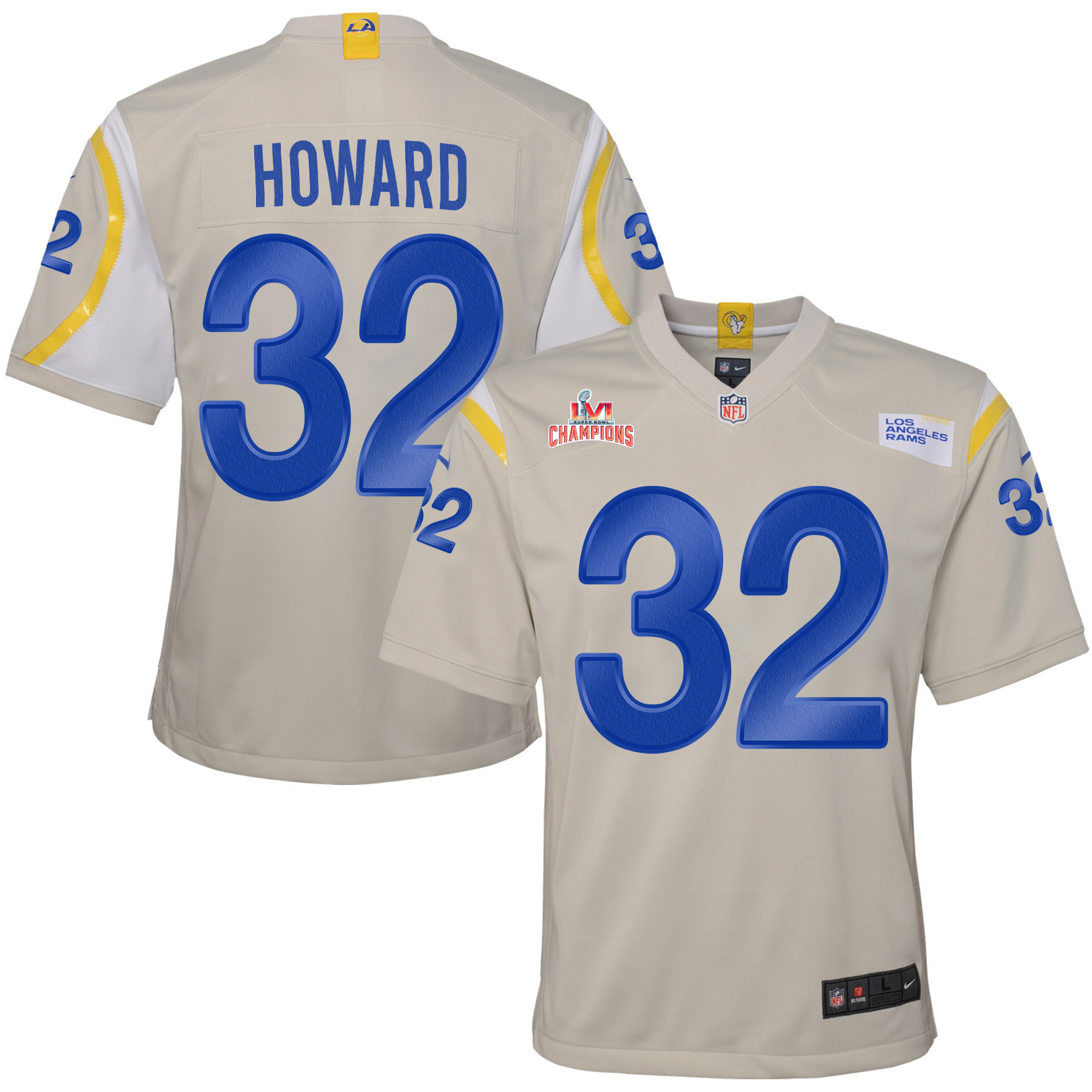 Super Bowl LVI Champions Los Angeles Rams Travin Howard 32 Bone Youth's Jersey Jersey