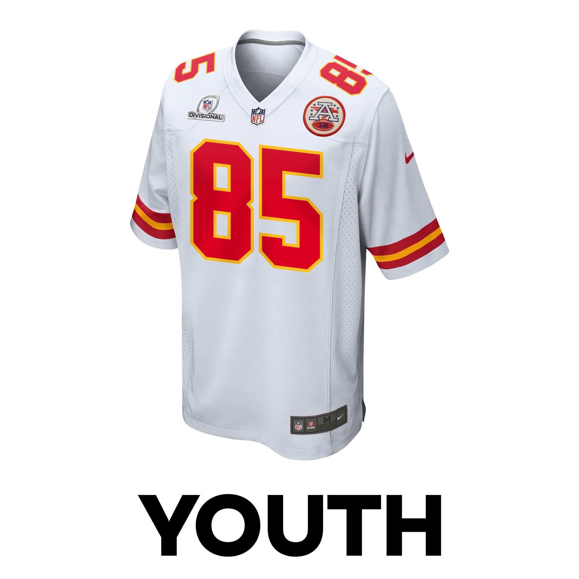 Izaiah Gathings 85 Kansas City Chiefs Super Bowl LVIII Patch Game YOUTH Jersey - White