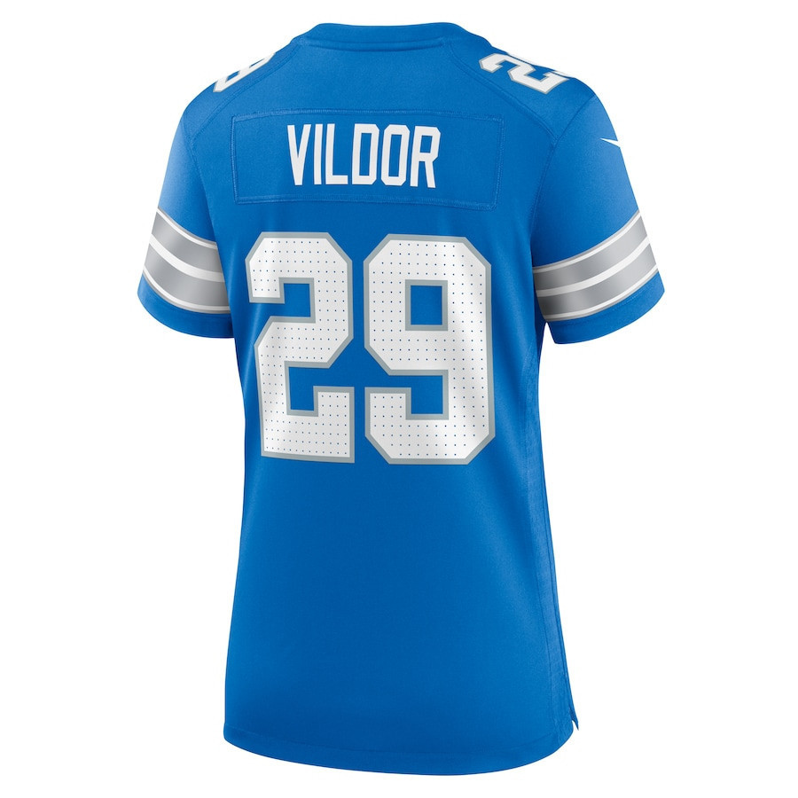 Kindle Vildor #29 Detroit Lions Super Bowl LIX Women's Jersey - Blue